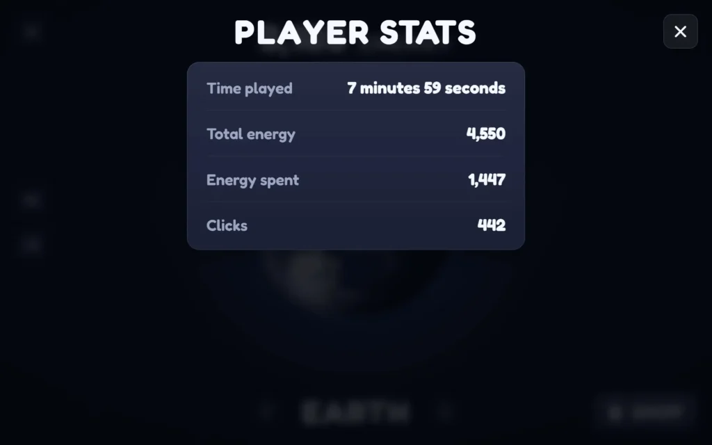 Player Stats planet clicker